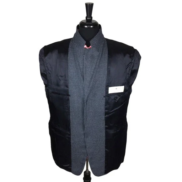 Joseph Abboud Von Mauer Mens Wool/SilkBlue Houndstooth Sport Coat Blazer 44S